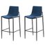 1 Kit 2 Banquetas Altas Eulalia Rivatti 103 cm -Altura- em PU Azul Entardecer com Base em Aco Grafite